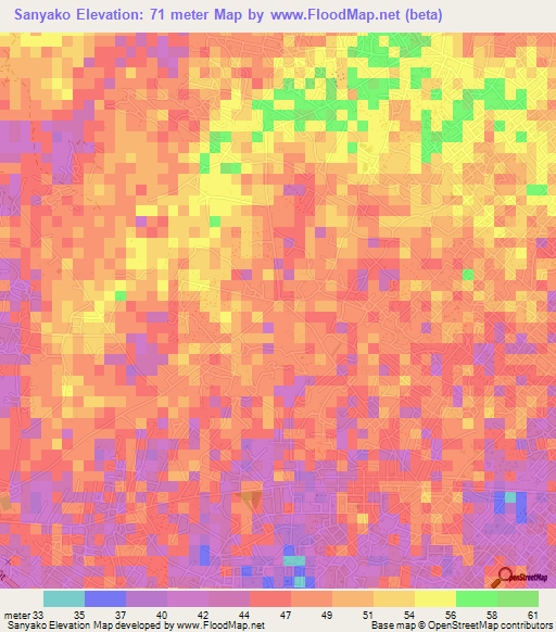 Sanyako,Togo Elevation Map