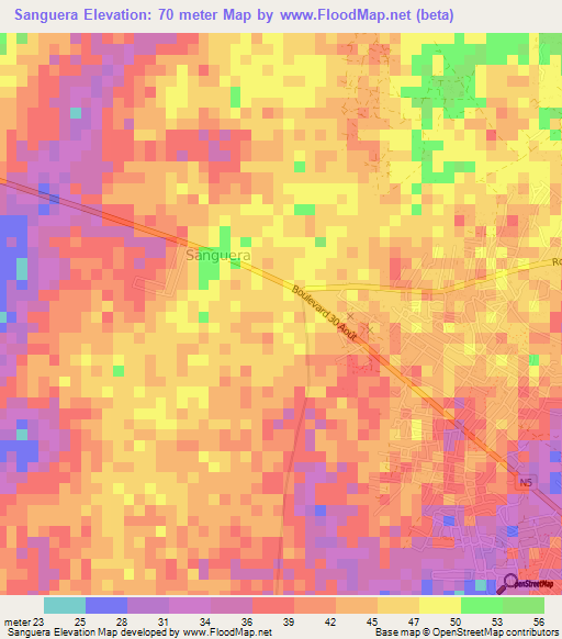 Sanguera,Togo Elevation Map