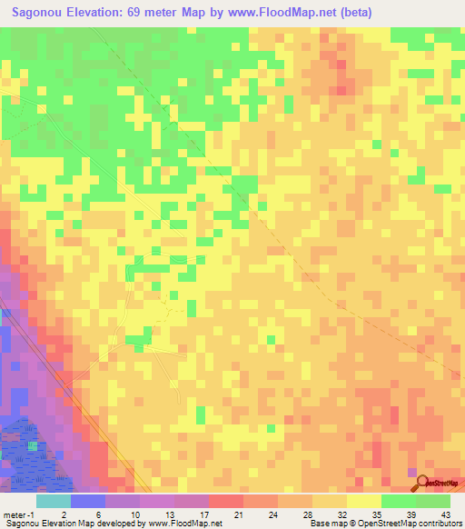 Sagonou,Togo Elevation Map