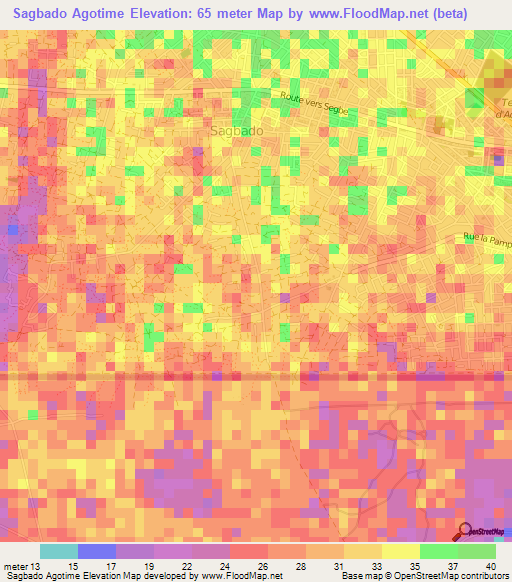 Sagbado Agotime,Togo Elevation Map