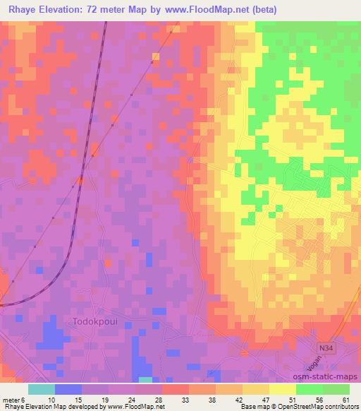 Rhaye,Togo Elevation Map
