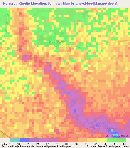 Potassou Rhedje,Togo Elevation Map