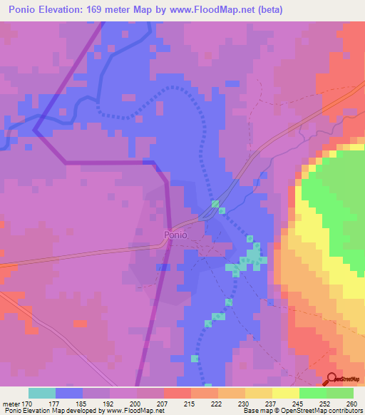 Ponio,Togo Elevation Map