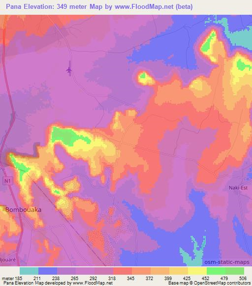 Pana,Togo Elevation Map