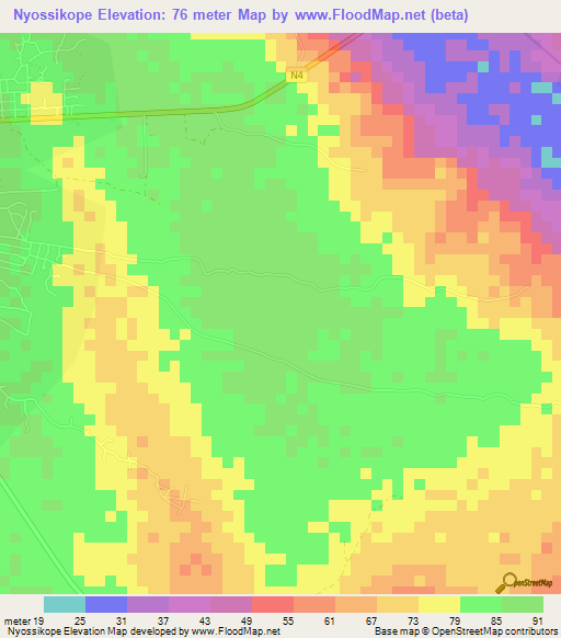 Nyossikope,Togo Elevation Map