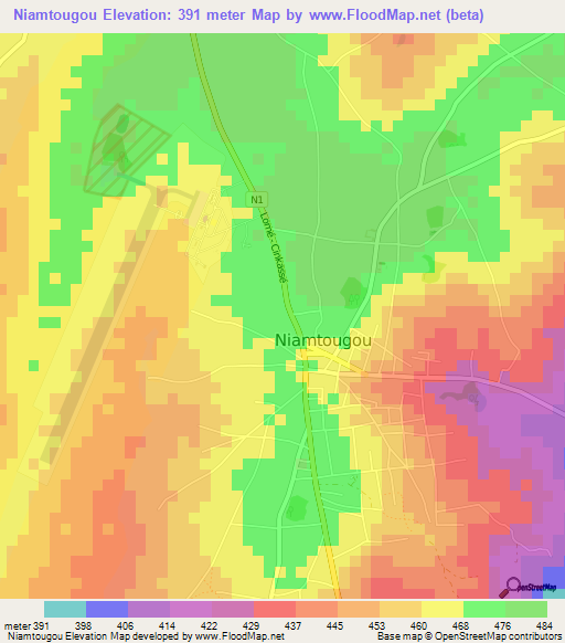 Niamtougou,Togo Elevation Map