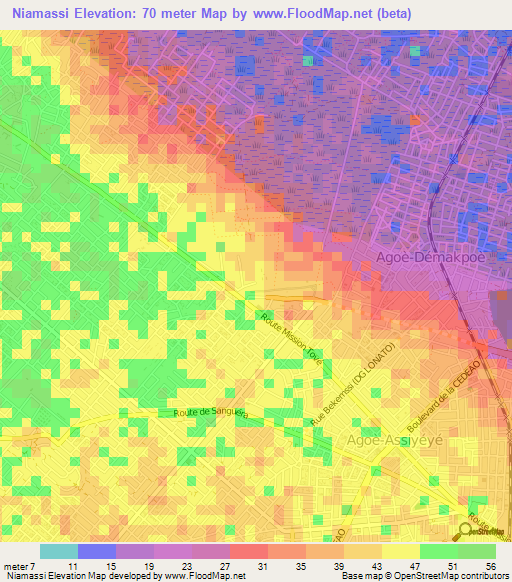 Niamassi,Togo Elevation Map