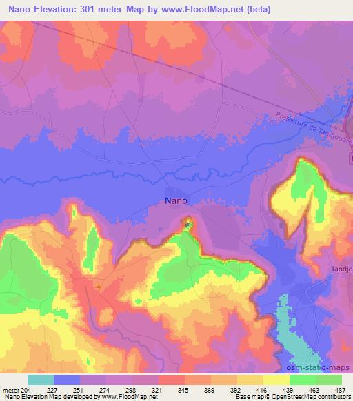 Nano,Togo Elevation Map