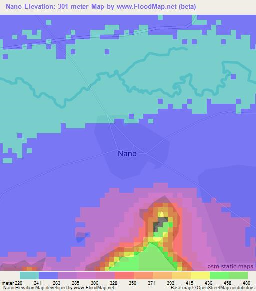 Nano,Togo Elevation Map