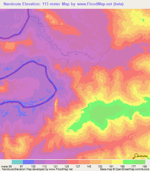 Nandouta,Togo Elevation Map