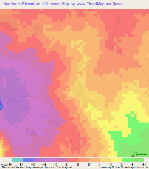 Nandouta,Togo Elevation Map