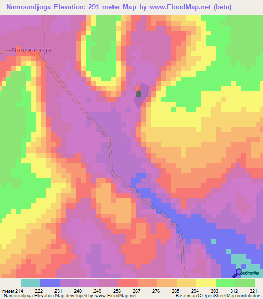 Namoundjoga,Togo Elevation Map