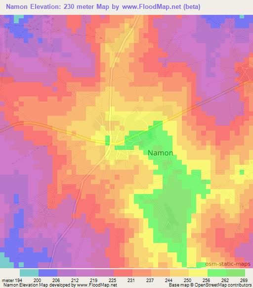 Namon,Togo Elevation Map