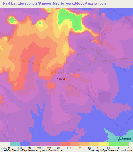 Naki-Est,Togo Elevation Map