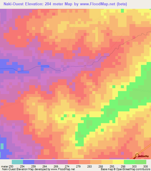 Naki-Ouest,Togo Elevation Map