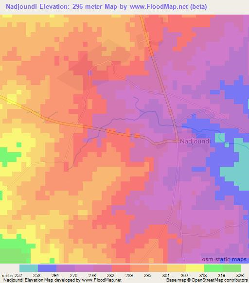 Nadjoundi,Togo Elevation Map