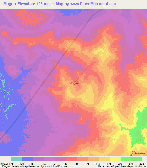 Mogou,Togo Elevation Map