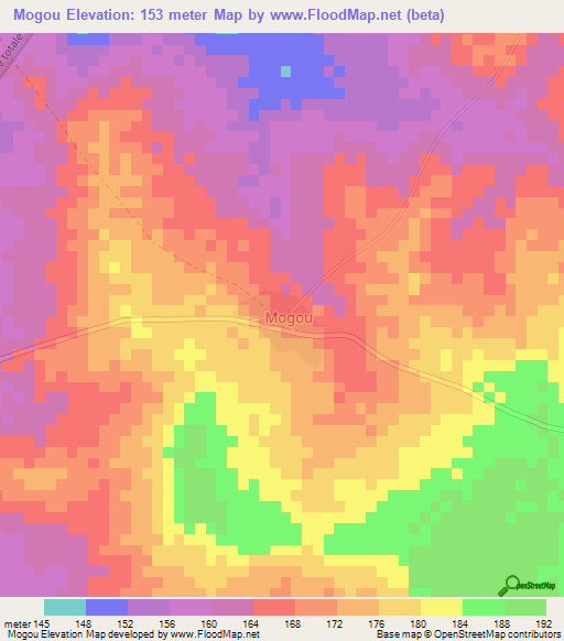 Mogou,Togo Elevation Map