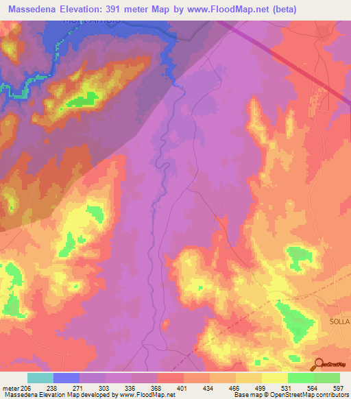 Massedena,Togo Elevation Map