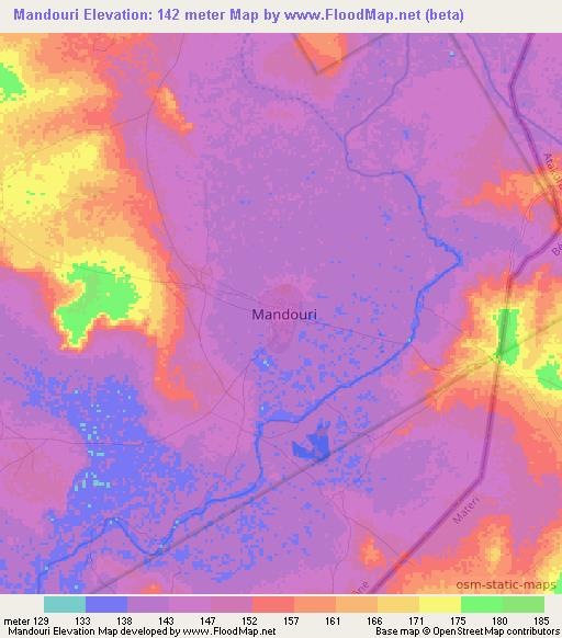 Mandouri,Togo Elevation Map