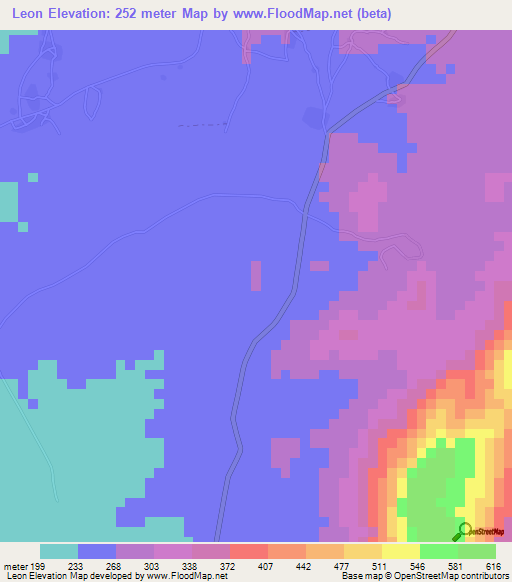 Leon,Togo Elevation Map