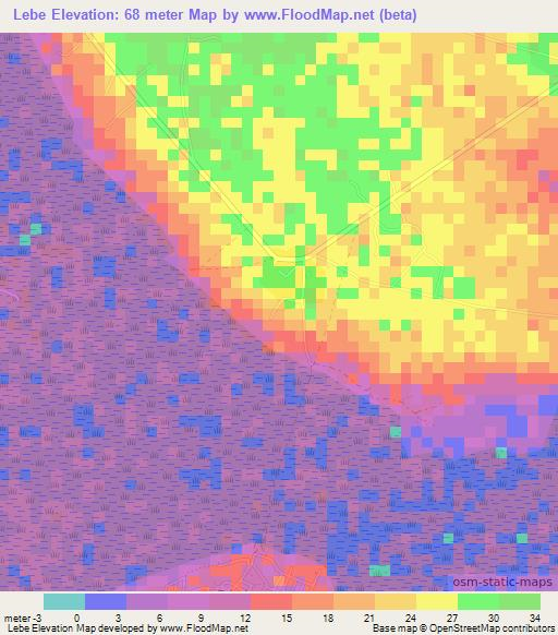 Lebe,Togo Elevation Map