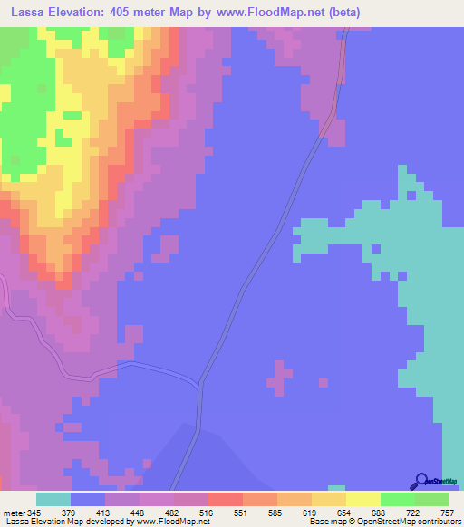 Lassa,Togo Elevation Map