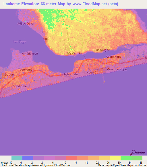 Lankome,Togo Elevation Map