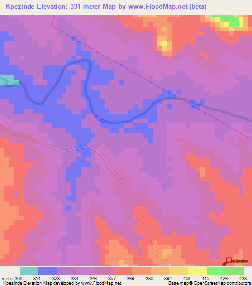 Kpezinde,Togo Elevation Map