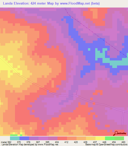 Landa,Togo Elevation Map