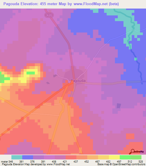 Pagouda,Togo Elevation Map