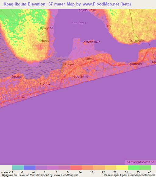 Kpaglikouta,Togo Elevation Map