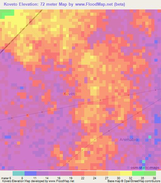 Koveto,Togo Elevation Map