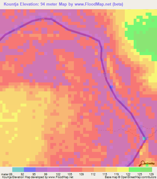 Kountja,Togo Elevation Map