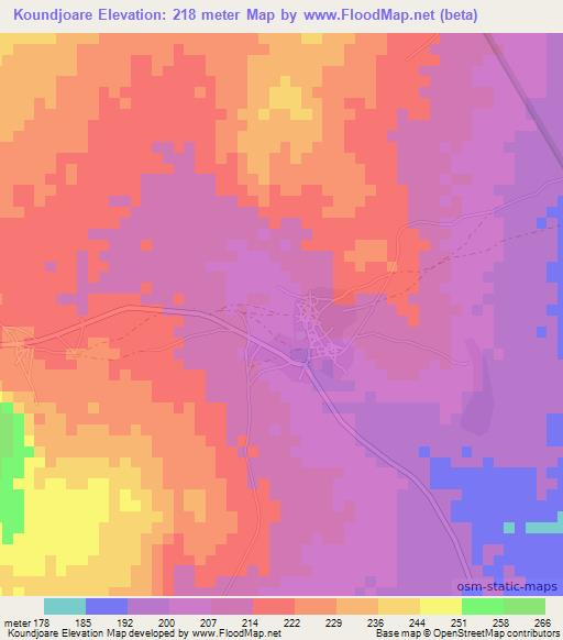 Koundjoare,Togo Elevation Map