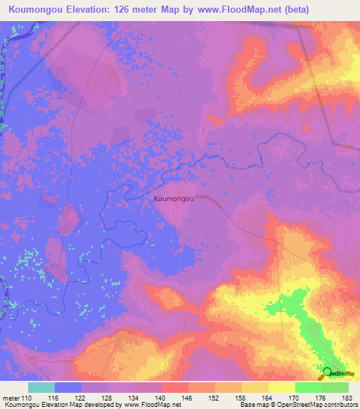 Koumongou,Togo Elevation Map