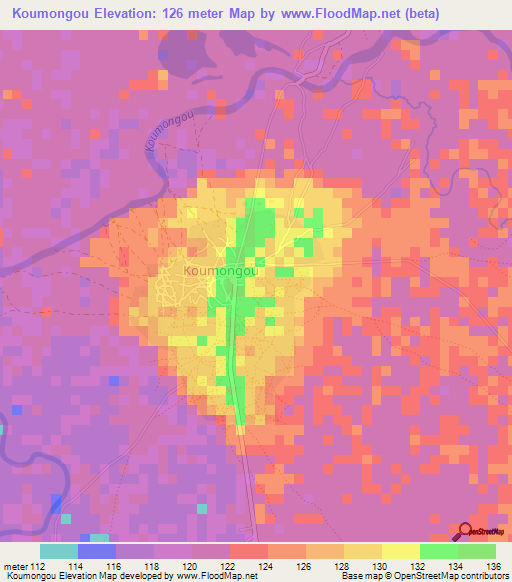 Koumongou,Togo Elevation Map