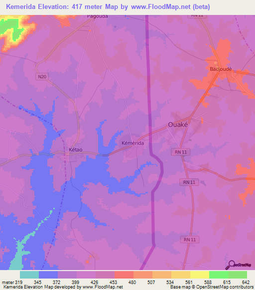 Kemerida,Togo Elevation Map