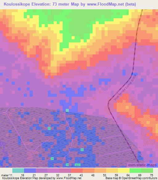 Koulossikope,Togo Elevation Map