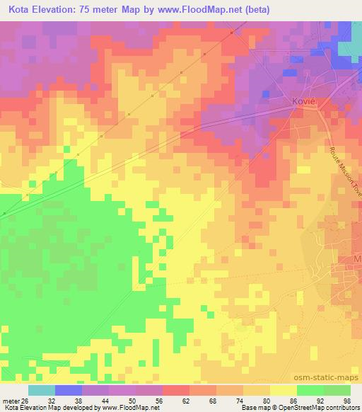 Kota,Togo Elevation Map