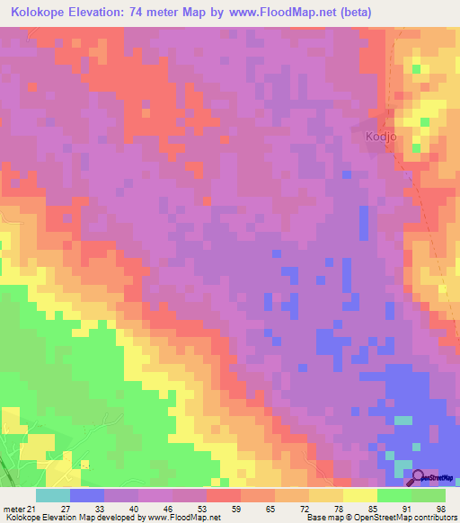 Kolokope,Togo Elevation Map