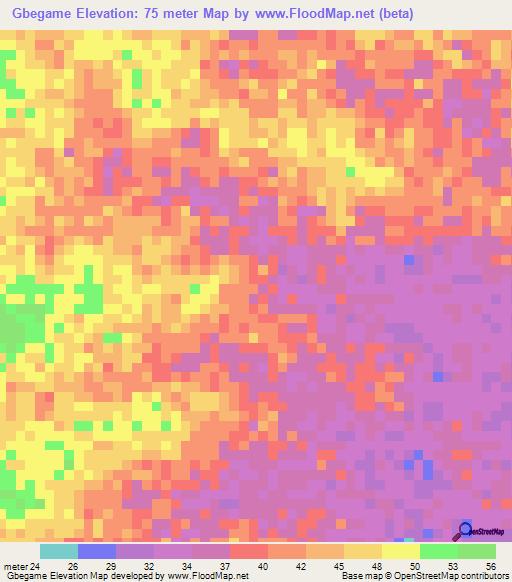 Gbegame,Togo Elevation Map