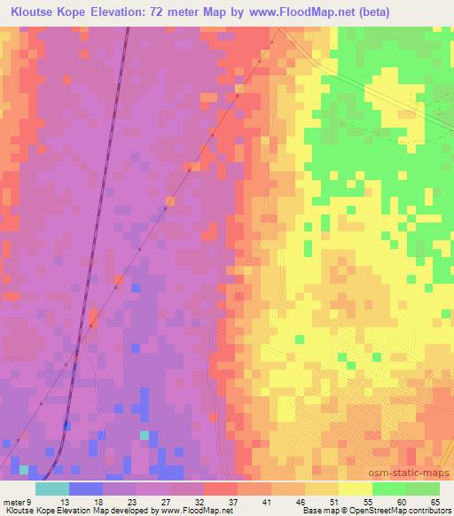 Kloutse Kope,Togo Elevation Map