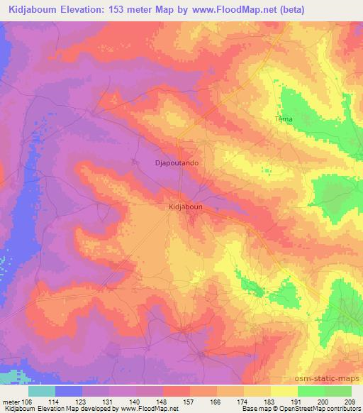 Kidjaboum,Togo Elevation Map