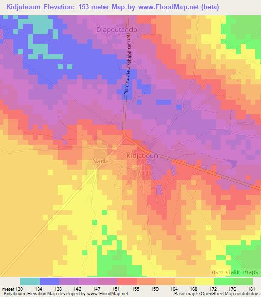 Kidjaboum,Togo Elevation Map