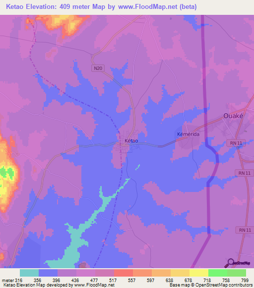 Ketao,Togo Elevation Map