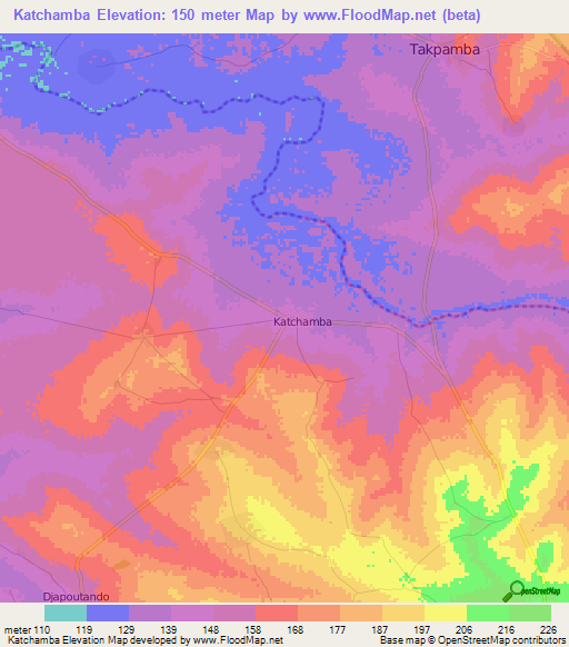 Katchamba,Togo Elevation Map