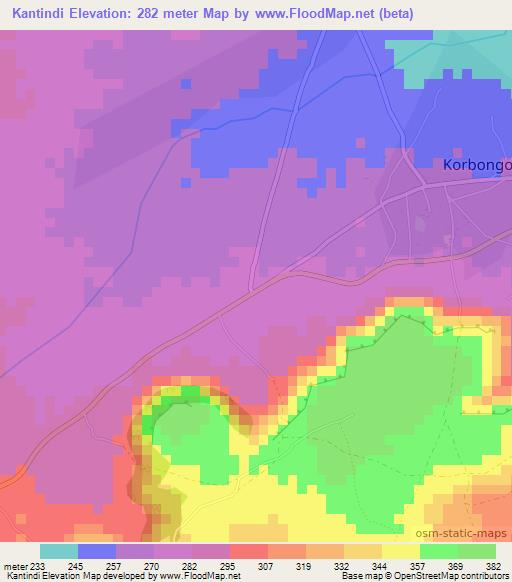 Kantindi,Togo Elevation Map