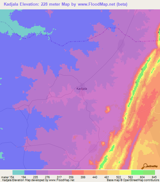 Kadjala,Togo Elevation Map