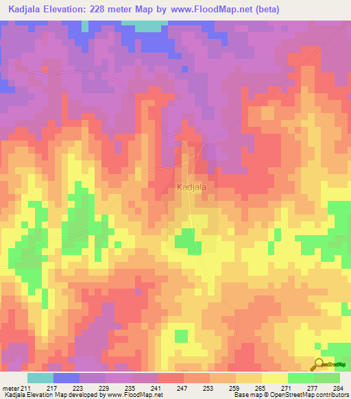 Kadjala,Togo Elevation Map